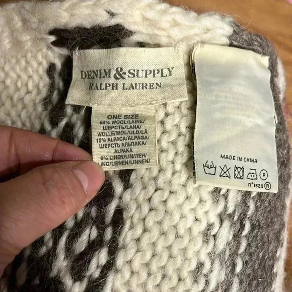 [10”*74”]Denim Supply Wool Alpaca Linen Chunky Knit  Scarf Rare - Picture 2 of 4